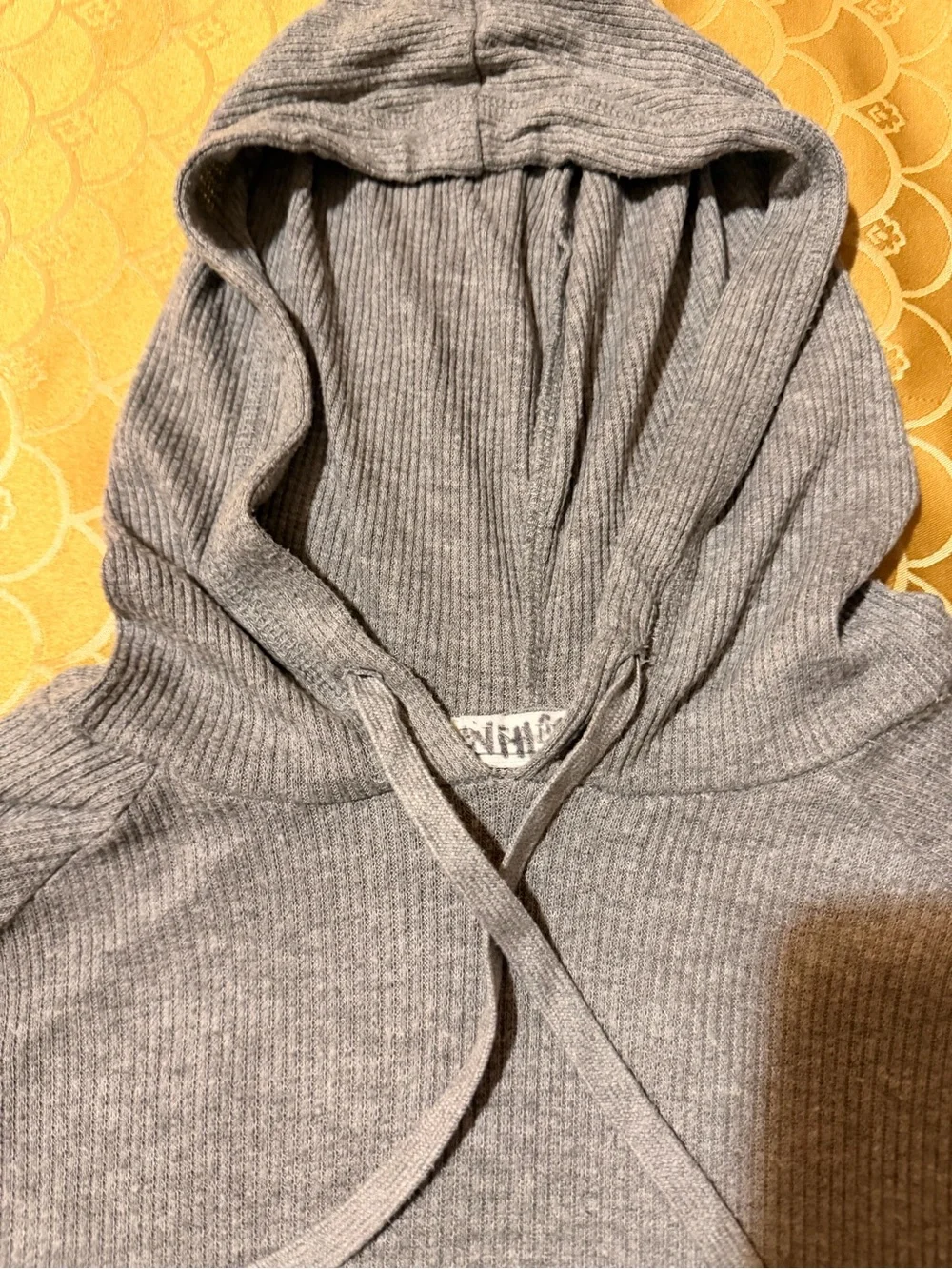 PJ Salvage Grey Hoodie, super soft ribbed knit, long-sleeve, Oversized size XS - Picture 5 of 16